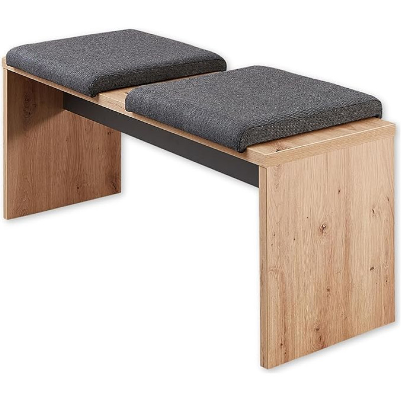 MEMPHIS pink käsitöönduslikus tamme välimuses, grafiit, kaasaegne söögitoa pink elu- ja söögisaali, 130 x 49 x 40 cm (B x K x S)