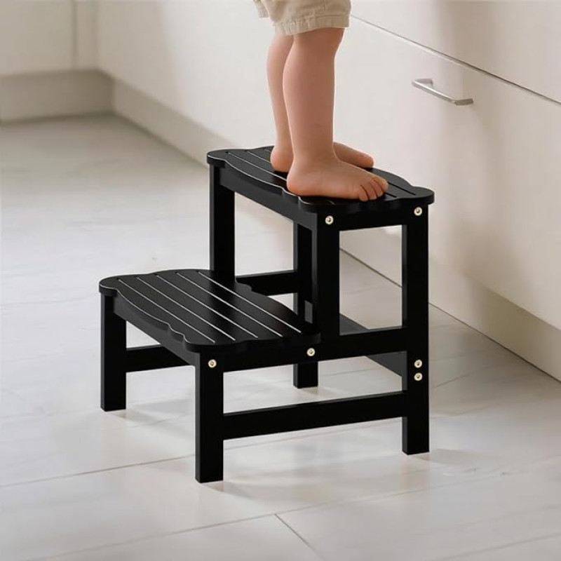 COSYLAND 2 astmeline astmelaua | Laste trepijalats | Lastemööbel vannituppa, kööki, lastetuppa alates 2. eluaastast | WC-tool (must)