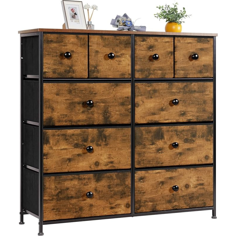 LYNCOHOME riidest sahtlitega kapp, 10 riidest sahtlitega küljepink, sahtlikapp, organiseerimismööbel kööki, kontorisse, koridori, TV-kapp sahtlitega