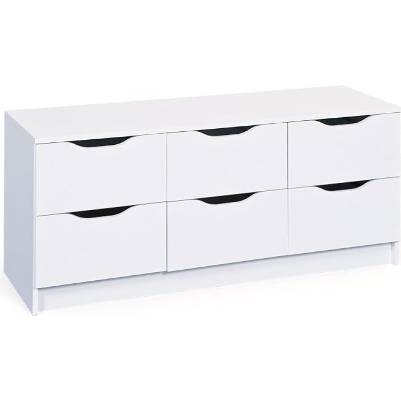 Inter Link sahtlikapp - 6 sahtlit - Sahtlikapp - Külgkapp - Sideboard - Melamiinkattega - Valge - Sahtlid sisseehitatud käepidemetega - Westphalen 6