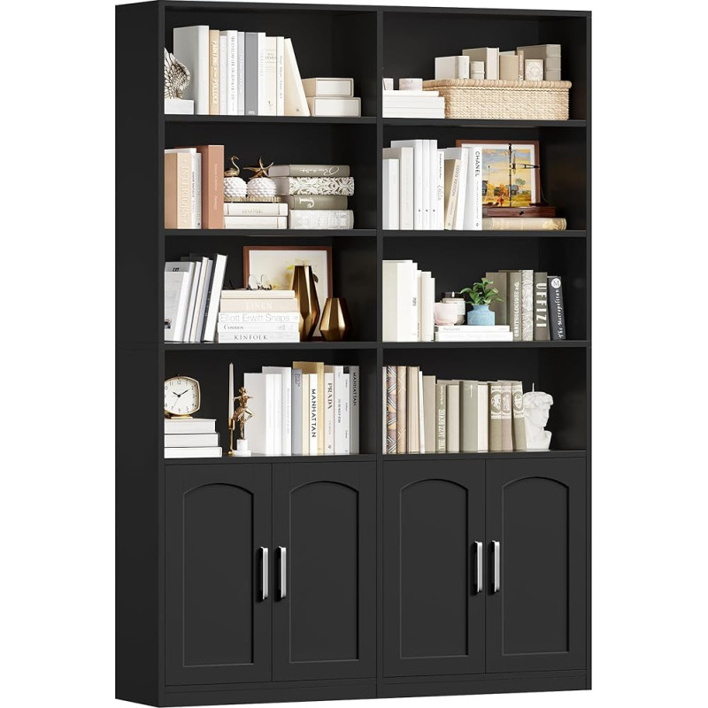 FirFurd raamaturiiul raamaturiiul ustega riiul 12-kohaline väljapanekukapp seisev riiul kõrge kapp elutuppa kontorisse kööki 115 x 27 x 185,5 cm must