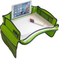 Laste reisilaua ja süljeplaat autosse - mängulaud / laste laud tagaistmele, lennukile, rongile, söögilauale - pühkige puhas pind, tahvelarvuti hoidja, pliiatsihoidja ja palju taskuid, roheline - KD Essentials - by KD Essentials