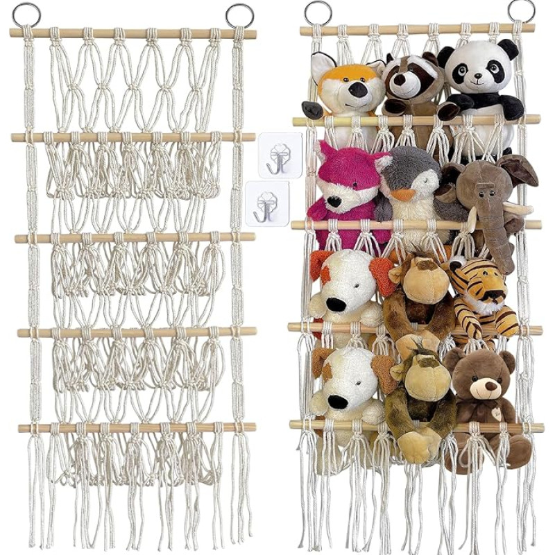 qimeyu Storage Cuddly Toy, Cuddly Toy Hammock, Net for Cuddly Toys, 4 Tier Cuddly Toy Storage, Hanging Stuffed Toy Storage Net for Children's Room, Living Room, Bedroom