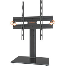 Universal Rotatable TV Stand - Table TV Stand for 27-55 Inch LCD LED TV - Height-Adjustable TV Stand with Tempered Glass Base and Wire Guide, VESA 400 x 400 mm HT06B-002