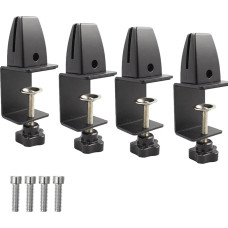 TOOSOAR Pack of 4 Desk Divider Clamps, Adjustable Aluminium Table Divider Clamps for Safety and Data Protection (Black)