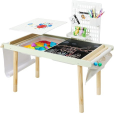 AmazingJoy Sensory Table for Toddlers 1-3 Kids, Activity Table with Storage Bins and Paper Roll Holder, Wood, Kids Playground, Sand and Water Drawing Study with Pegboard