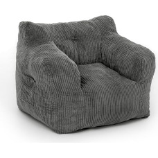 Pamapic Bean Bag, Adult Bean Bag with Filling, Bean Bag Chair with Portable Handle, Modern Ergonomic Bean Bag, Indoor Bean Bag Chair for Living Room, Bedroom, Playroom, Grey