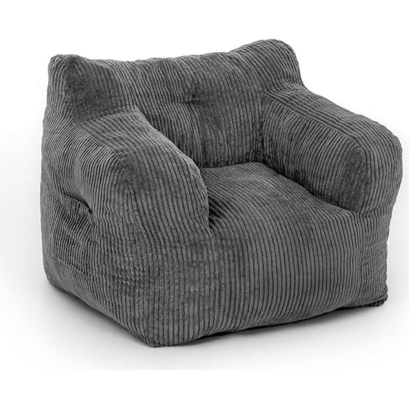 Pamapic Bean Bag, Adult Bean Bag with Filling, Bean Bag Chair with Portable Handle, Modern Ergonomic Bean Bag, Indoor Bean Bag Chair for Living Room, Bedroom, Playroom, Grey