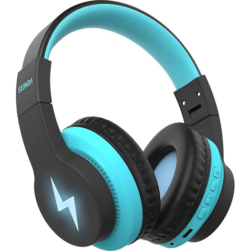 Children's Bluetooth Headphones, Wireless Bluetooth Children's Headphones Over Ear with 85 dB / 94 dB Volume Limit, 45 H Playtime, 3 Lightning Modes, Built-in Microphone Headphones for Mobile Phone,