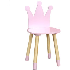 Home Deco Kids HD6922 Crown Chair Pink Children Nursery Furniture Decoration Wooden Pine 28 x 27 x 54 cm