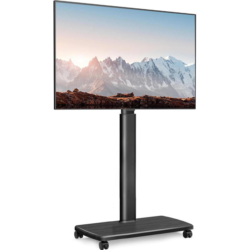 FITUEYES TV Floor Stand with Wooden Shelf TV Stand TV Stand TV Stand TV Stand with Wheels Height Adjustable Swivel for 32 to 70 Inch Flat Screen up to 40 kg Max. VESA 400 x 600