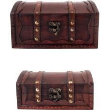 infinimo Milagro Treasure Chest – Set of 2 – Large + Small Wooden Chest, Pirate Chest, Gift Box Lockable with Lid and Lock, Treasure Chest