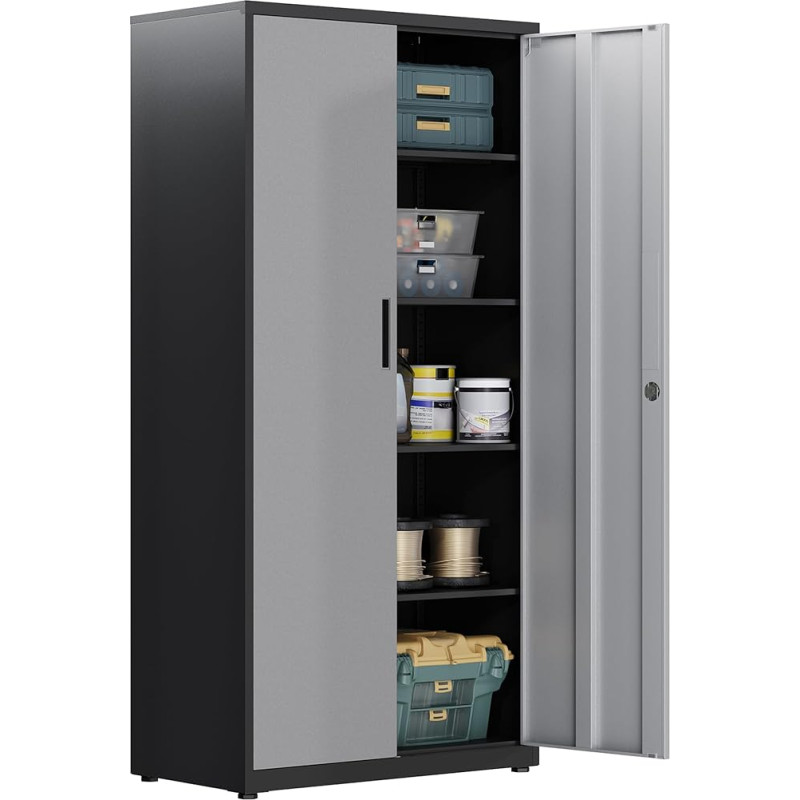 HOMSTEEL Black Silver Steel Storage Cabinet