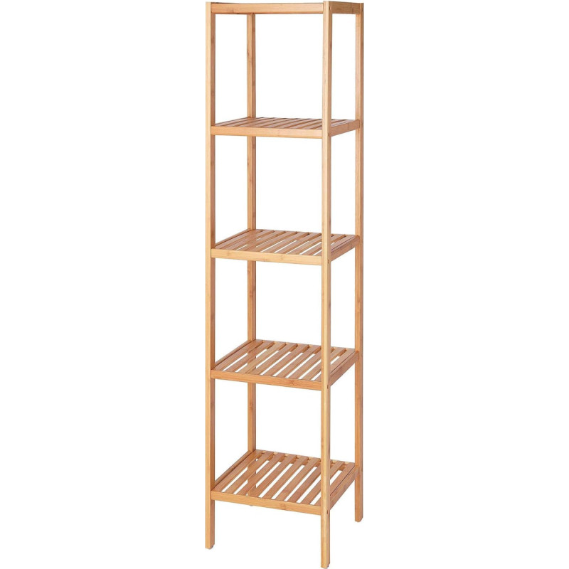 dibea Bamboo Shoe Rack, Bathroom Shelf, Standing Shelf, 5 Shelves, Natural