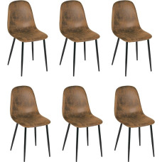 Homy Casa 6 Pack Suede Dining Chairs Soft Chairs Padded Seat with Black Solid Metal Legs Kitchen Chairs for Living Room Dressing Lounge 6 Pack Brown