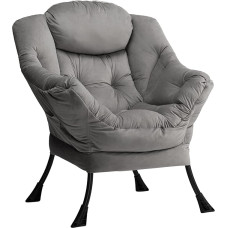 HollyHOME Recliner Chair with Steel Frame, Relaxing Lounger, Leisure Sofa, Chaise Longue, Lazy Chair, Relax Lounge Chair with Armrests, Velvet Fabric, Dark Grey Colour