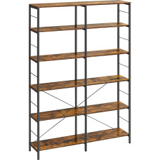 VASAGLE Bookcase with 6 Tiers, 30 x 120 x 170 cm, Industrial Design for Living Room, Study, Balcony, Kitchen, Vintage Brown Ink Black LLS114B01