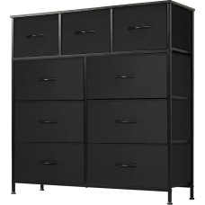 DUMOS Chest of Drawers with Drawers - Chest of Drawers & Sideboards Suitable for Bedroom, Chest of Drawers with 9 Drawers, Fabric Chest of Drawers with Sturdy Steel Frame, Ideal for Bedroom, Living