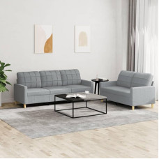 Willood 2-Piece Sofa Set with Cushions Light Grey Fabric Sofa with Armrests and Soft Cushions, Suitable for Living Room, Wooden Legs, Sofa Set