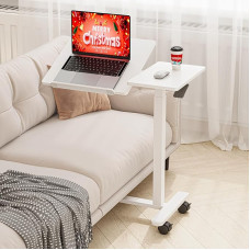 Dripex Side Table Height Adjustable and Tilt Adjustable with Wheels, Care Table for Bed, Computer Desk, Small Overbed Table on Wheels, Sofa Table, Bedside Table for Living Room, Bedroom