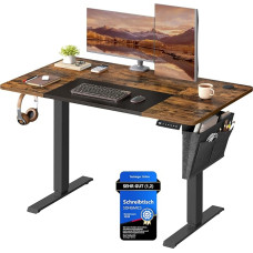 SONGMICS Electric, Height-Adjustable Desk, 60 x 120 x 72–120 cm, Smoothly Adjustable, Spliced Table Top, 4-Way Memory Function, Vintage Brown/Black, LSD015X01