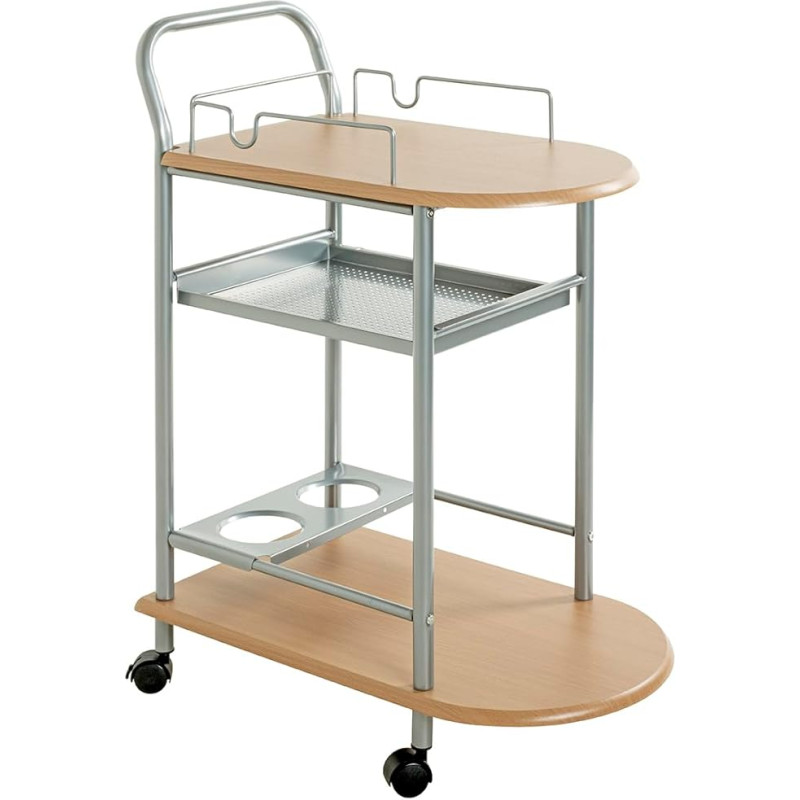 Haku Möbel 40027 Kitchen Trolley Tubular Stainless Steel Aluminium / Beech