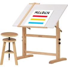 MEEDEN Whiteboard Table Drawing Board, Artist Drawing Stool, Drawing Table with Height Adjustable, Wooden Stool, Craft Table, Perfect for Writing, Artwork, Artist Studio