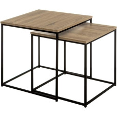 Set mit 2 Beistelltischen aus PB und Metall in Natur und Schwarz