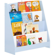 SoBuy Montessori Children's Bookcase with 4 Shelves Shelf Children's Room Toy Storage Book Frame Hanging Fan Shelf Light Blue 80 x 88 x 30 cm KMB32-B