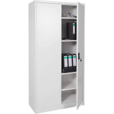 HWC-H17 Filing Cabinet Steel Cabinet Office Cabinet 2 Doors Lockable Metal 185 x 90 x 40 cm Grey
