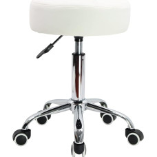 KKTONER Rolling Stool, Bar Stool, Work Stool, Height-Adjustable, 51-67 cm, Rotatable Made of Faux Leather,