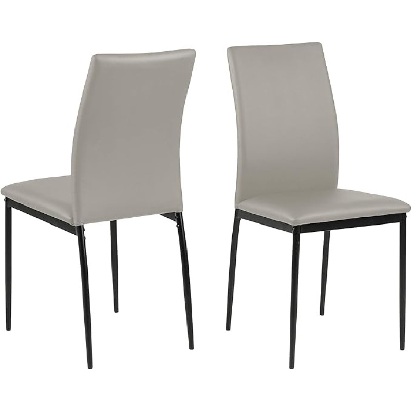 AC Design Furniture Devin Set of 4 Dining Chairs with Leather Look H 92 x W 43.5 x D 53 cm Taupe / Black Polyurethane / Metal