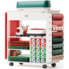 Crafit Craft Trolley and Organiser Table Compatible with Cricut, Rolling Organiser and Storage with Vinyl Rolls Holders, Craft Station, Tool Holder for the Craft Room, Home Office (Patented)