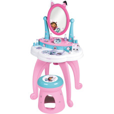 Smoby - Gabby's Dollhouse Hairdressing Salon (49 x 36 x 94 cm) - Dressing Table for Children from 3 Years with Mirror, Stool and Accessories Including Toy Make-Up, multicoloured