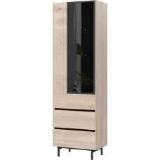 Germania 1267-627 GW-Cantoria Display Cabinet in Oak / Black with One Door and Two Drawers, Door with Glass Insert, 64 x 206 x 40 cm (W x H x D)