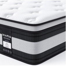 Inofia Mattress H3/H4 90 x 200 28 cm 7-Zone Spring Mattress, KühlNest Pocket Spring Mattress, Oeko-Tex Certified Barrel Pocket Spring Mattress, 100 Nights Trial Sleep