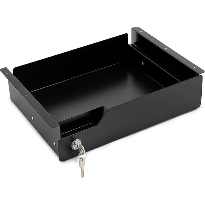 EasyVibe Underdesk Drawer Undermount Under Desk Desks with Lock 42cm (L) x 30cm (W) x 9cm (H) Black