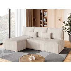BROMARKT Corner Sofa with Sleep Function Sofa L Shape Couch with Bed Box Living Room Furniture Cord Sofa Bed Living Landscape Sofa 3-Seater Top 200 x 85 x 145 cm Vanilla
