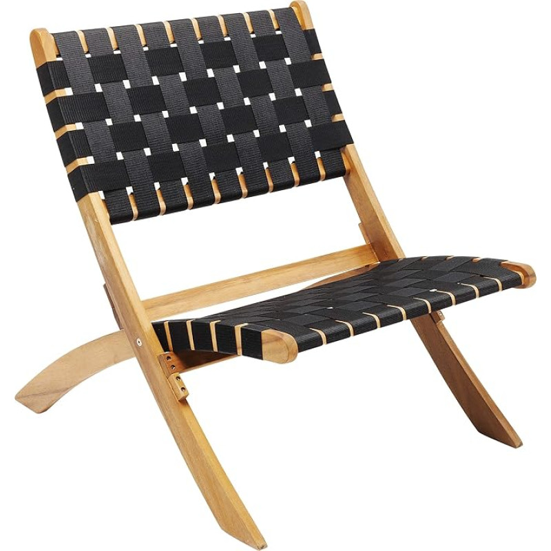 Kare Ipanema Design Folding Chair Black Acacia Wood Frame Suitable for Outdoor Use Foldable Outdoor Furniture Chair 73 x 60 x 78 cm (H x W x D)