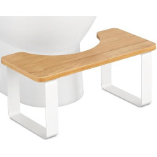 JIAPAIDUO Metal with Wooden Toilet Stool, 7 Inches / 17.8 cm Bathroom Cooking Stool for Adults, Non-Slip Stool, Healthy Portable Toilet Stool for Adults Children, White