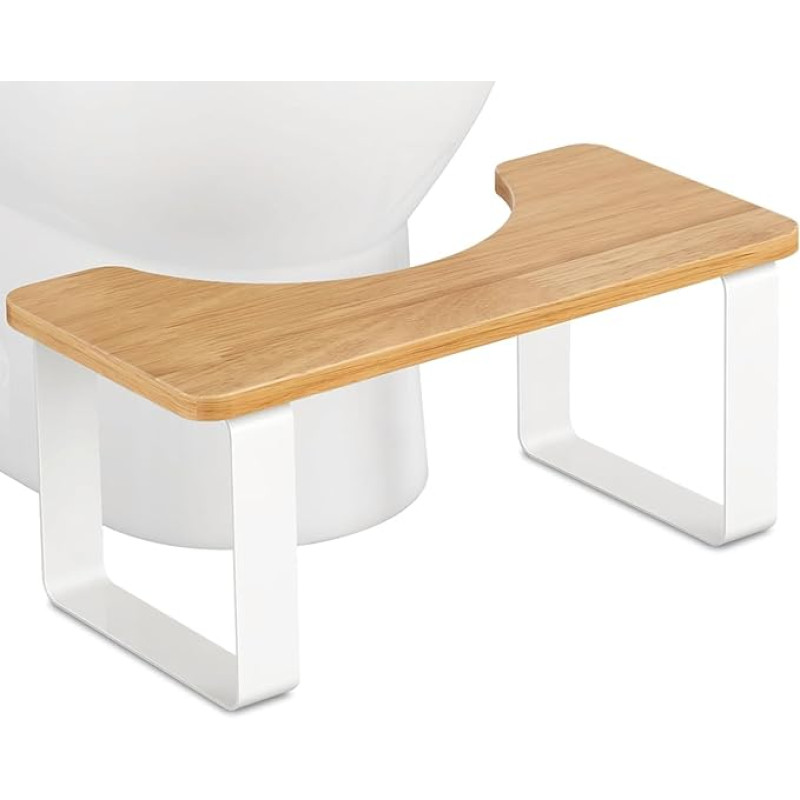 JIAPAIDUO Metal with Wooden Toilet Stool, 7 Inches / 17.8 cm Bathroom Cooking Stool for Adults, Non-Slip Stool, Healthy Portable Toilet Stool for Adults Children, White