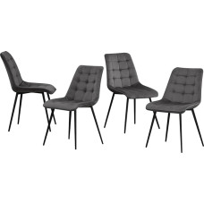 GrandCA HOME Dining Room Chairs, Set of 4, Kitchen Chairs, Velvet Dining Room Chairs, Velvet Cushions and Metal Legs, Suitable for Living Room, Dining Room, Kitchen, Bedroom, Office (Light Grey, 4)