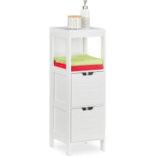 Relaxdays Country Style Bathroom Cabinet 90 x 30 x 30 cm 2 Drawers 1 Shelf Freestanding Bathroom Shelf White