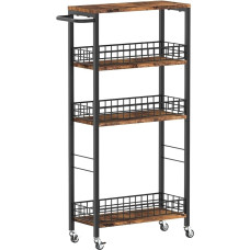 Nandae Rolling Cart 4 Tier Kitchen Trolley Narrow Recess Shelf Serving Trolley Kitchen Shelf on Wheels Steel Frame for Home Dining Room Restaurant Hotel