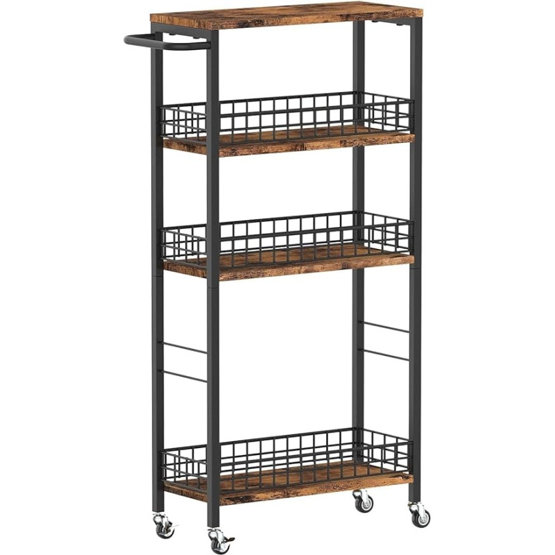 Nandae Rolling Cart 4 Tier Kitchen Trolley Narrow Recess Shelf Serving Trolley Kitchen Shelf on Wheels Steel Frame for Home Dining Room Restaurant Hotel