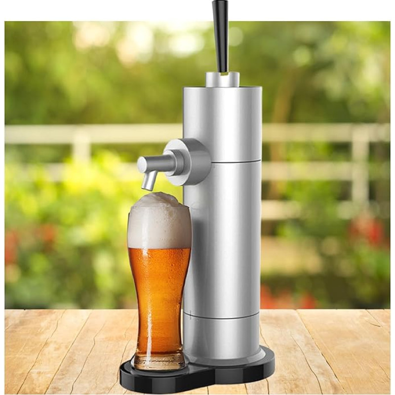 Beer dispenser for canned beer, beer frother, mini dispenser, beer dispenser, turns any can into a draft beer for beer bars, gift man birthday beer gift, Father's Day gift, silver