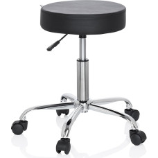 hjh OFFICE Operator II 729410 Office Stool Artificial Leather Black Height-Adjustable with Wheels