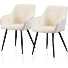 TUKAILAI Velvet Dining Room Chairs Set with Armrest and Backrest, Kitchen Chair, Upholstered Chair, Living Room Chair, Upholstered Chair, Padded Seat, Metal Legs, Armrest Chair, Armchair (Velvet x 2