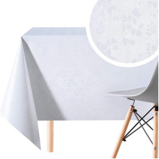 KP HOME Wipe Clean PVC Tablecloth Rectangular 250 x 140 cm Waterproof Oilcloth Dining Table Cloth Easy Care Durable and Reusable Ideal for Outdoor Use Elegant Plain White