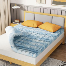 MOLPHIT 5-Zone Double Memory Foam Mattress Topper, Cooling Gel Mattress Topper with Air Flow Channels, Double Size Topper for Body Pressure Relief, Single Size Mattress (200 x 90 x 7.5 cm)